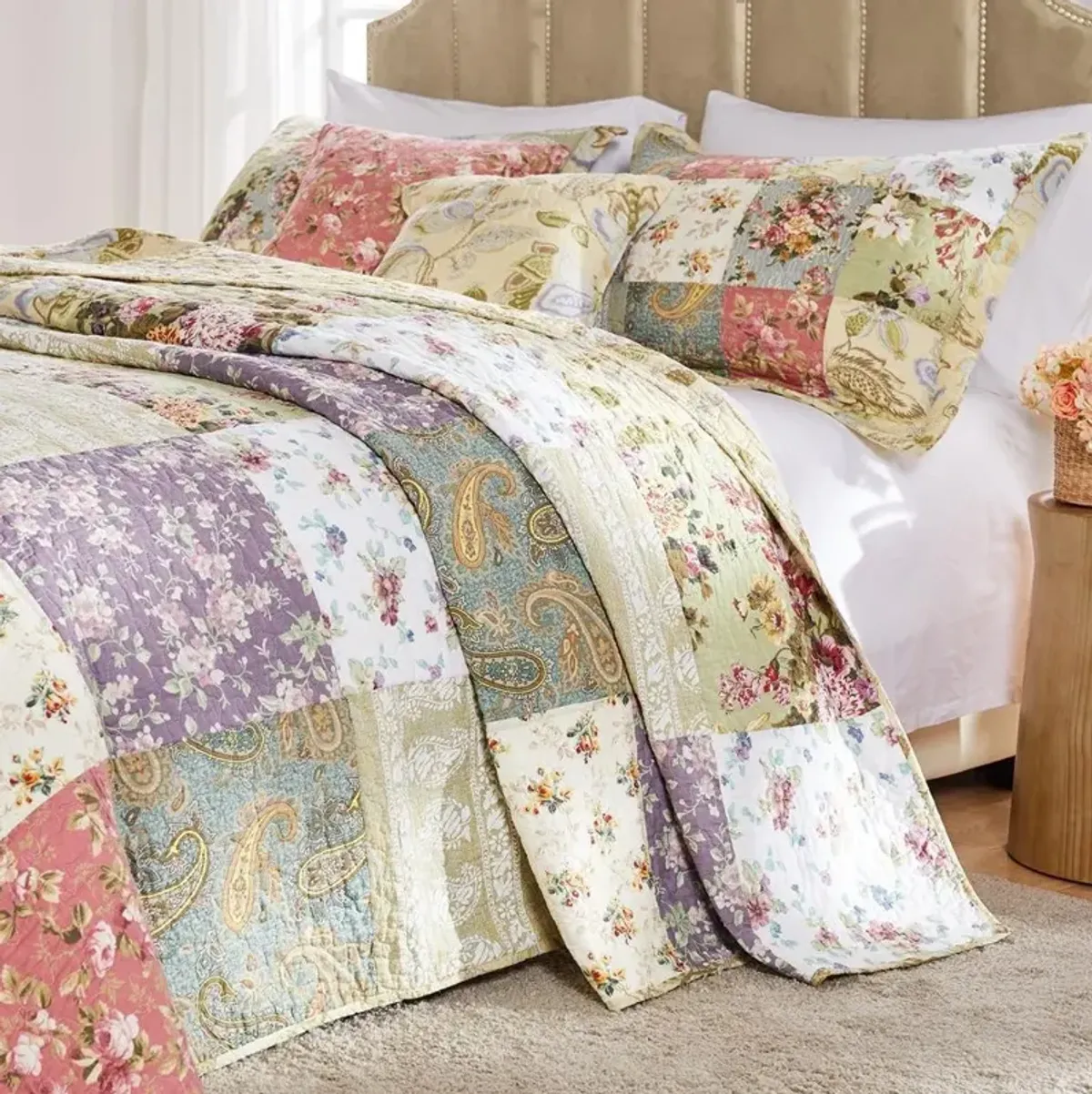 Greenland Home Fashion Blooming Prairie Bedspread Set - 3 - Piece - Queen, Multi