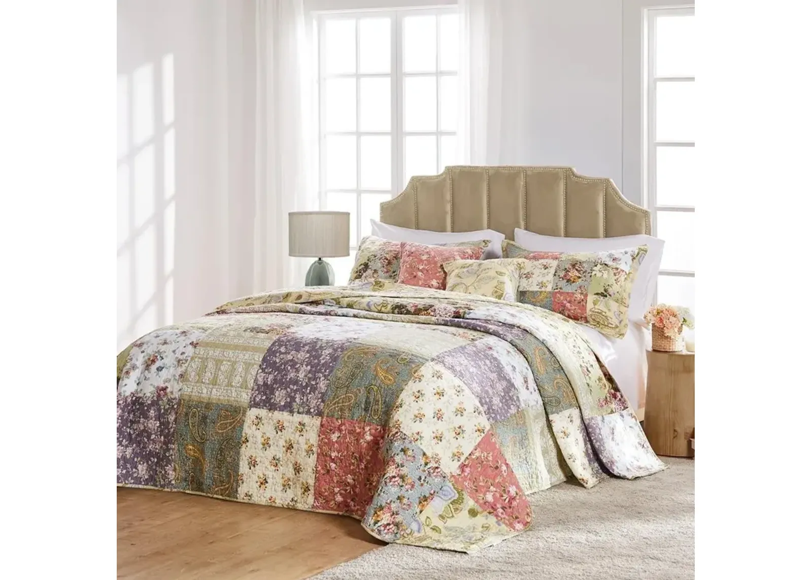 Greenland Home Fashion Blooming Prairie Bedspread Set - 3 - Piece - Queen, Multi