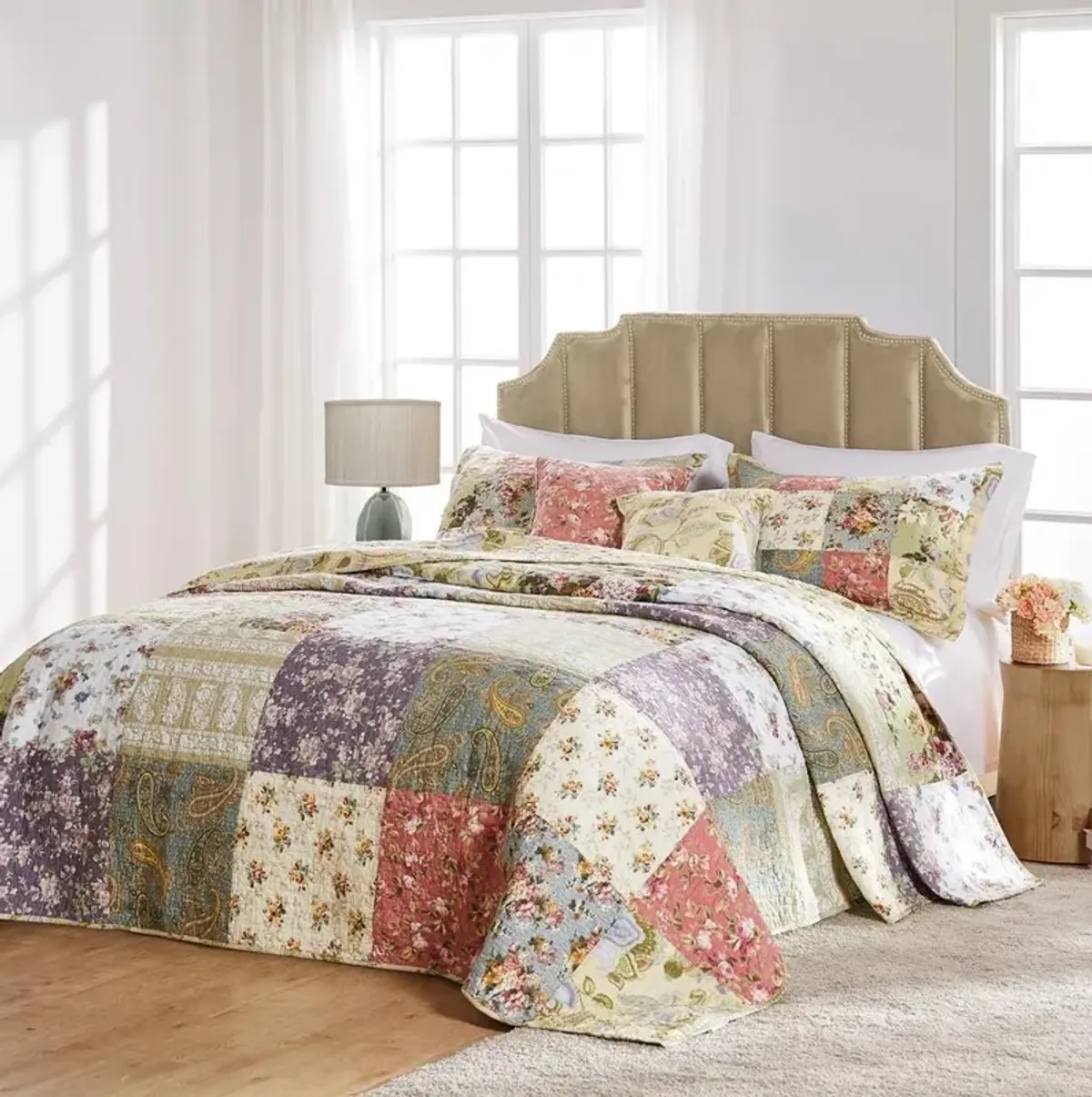 Greenland Home Fashion Blooming Prairie Bedspread Set - 3 - Piece - Queen, Multi