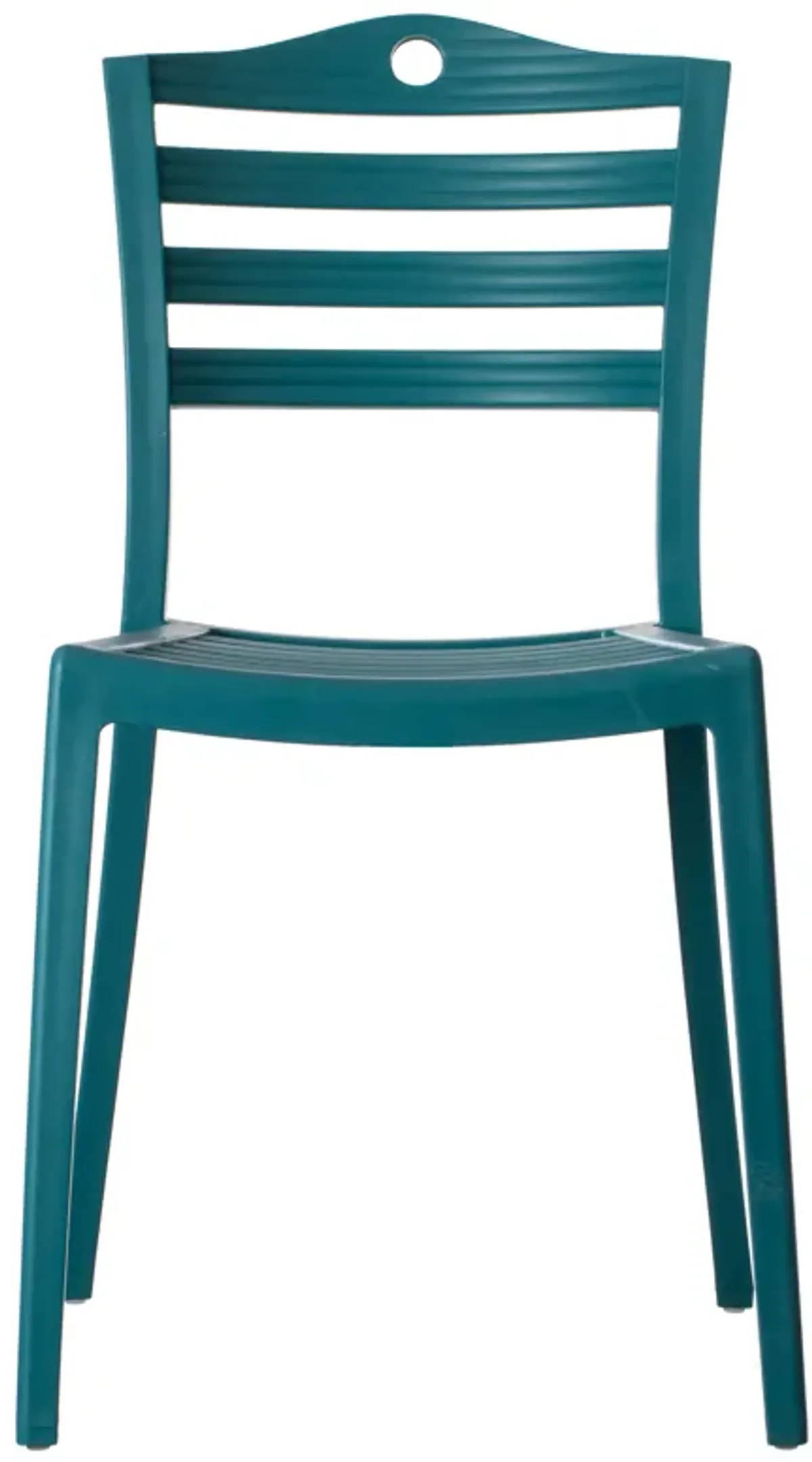 Stackable Modern Plastic Indoor and Outdoor Dining Chair with Ladderback Design for All Weather Use, Blue