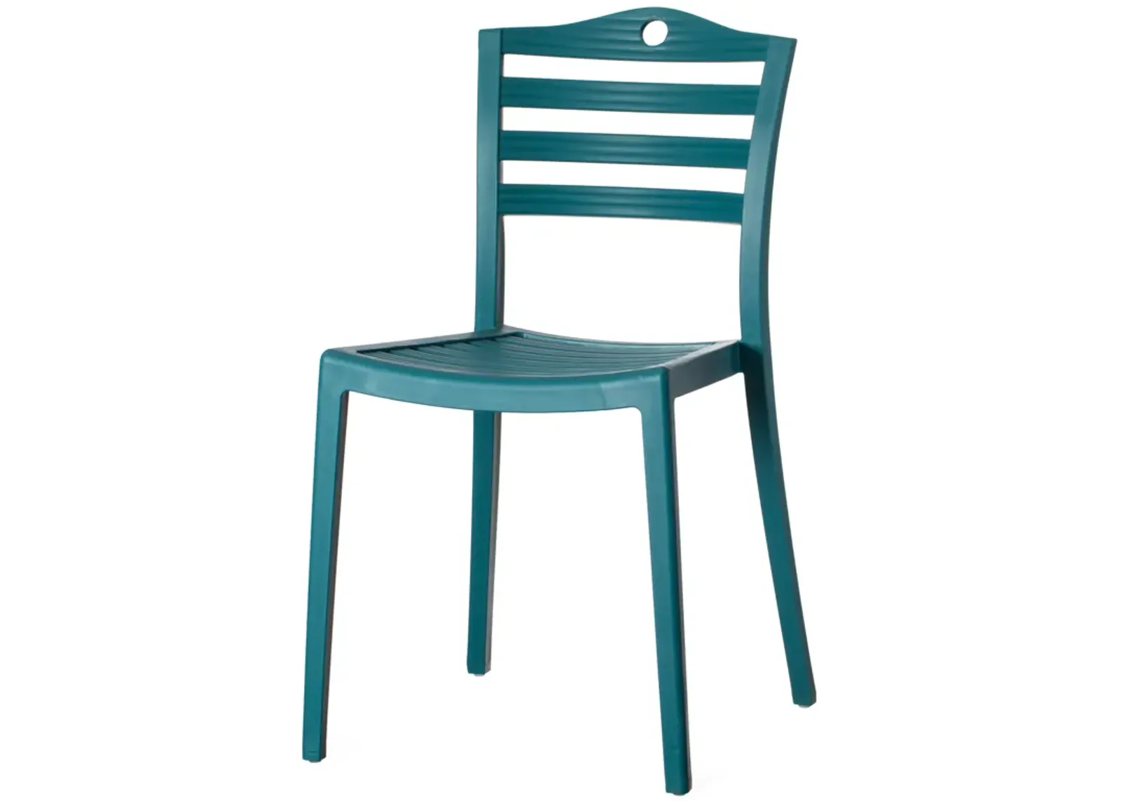 Stackable Modern Plastic Indoor and Outdoor Dining Chair with Ladderback Design for All Weather Use, Blue