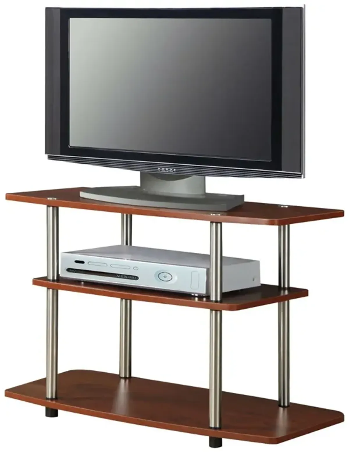 Hivvago Modern Wood and Metal TV Stand in Cherry Brown Finish