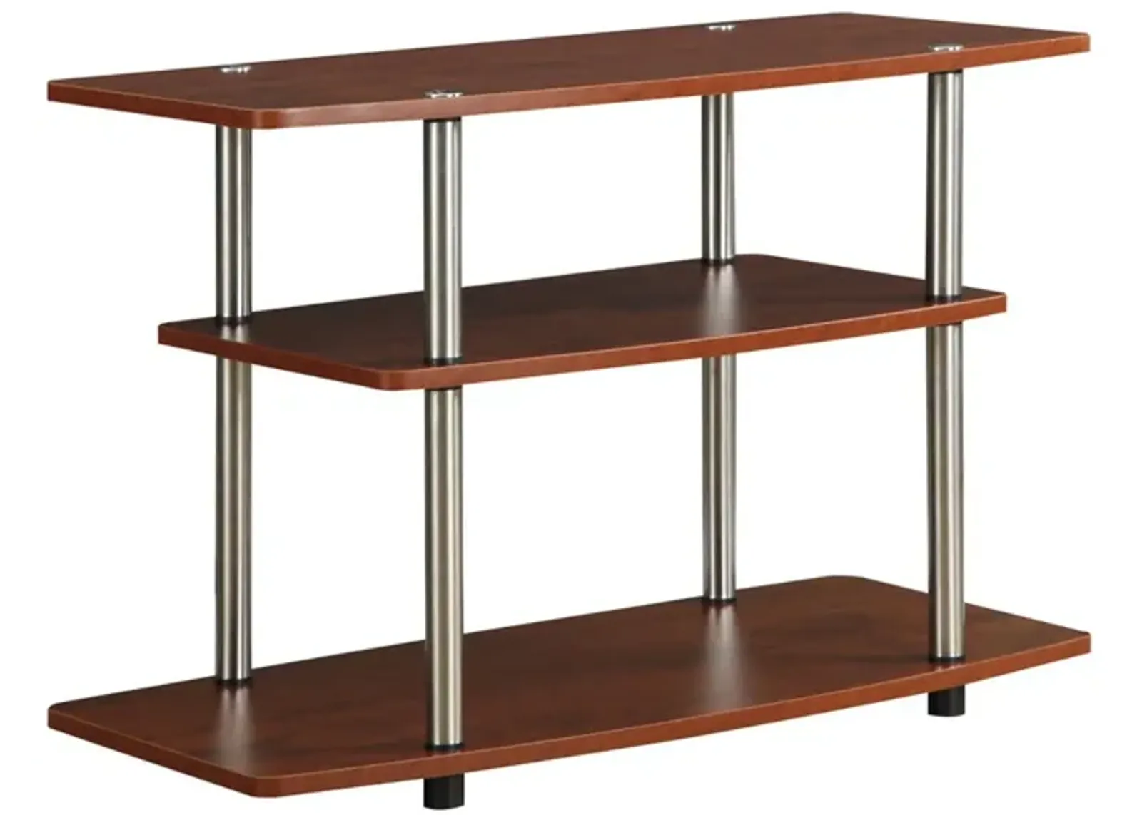 Hivvago Modern Wood and Metal TV Stand in Cherry Brown Finish