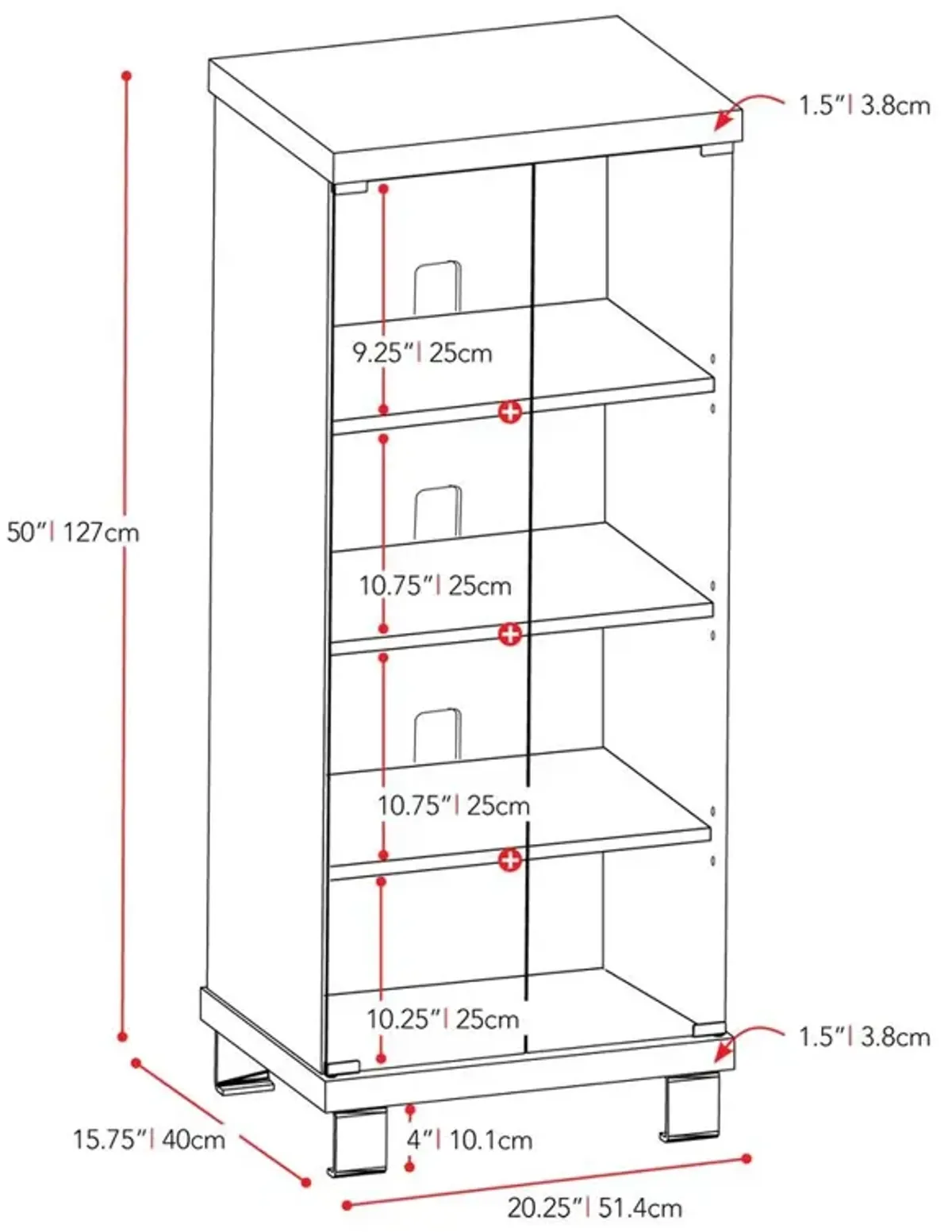 CorLiving Holland 20 Wide Ravenwood Black and Glass Component Stand