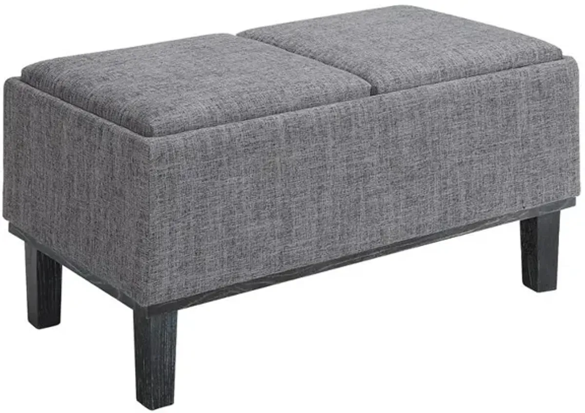 Convience Concept, Inc. Designs4Comfort Brentwood Storage Ottoman with Reversible Trays Light Charcoal Gray Fabric/Black