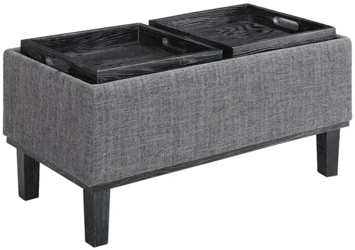 Convience Concept, Inc. Designs4Comfort Brentwood Storage Ottoman with Reversible Trays Light Charcoal Gray Fabric/Black