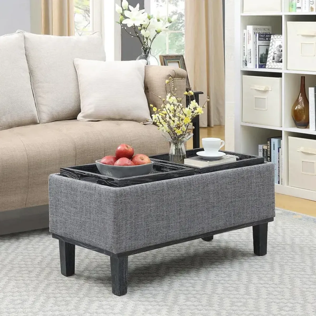 Convience Concept, Inc. Designs4Comfort Brentwood Storage Ottoman with Reversible Trays Light Charcoal Gray Fabric/Black