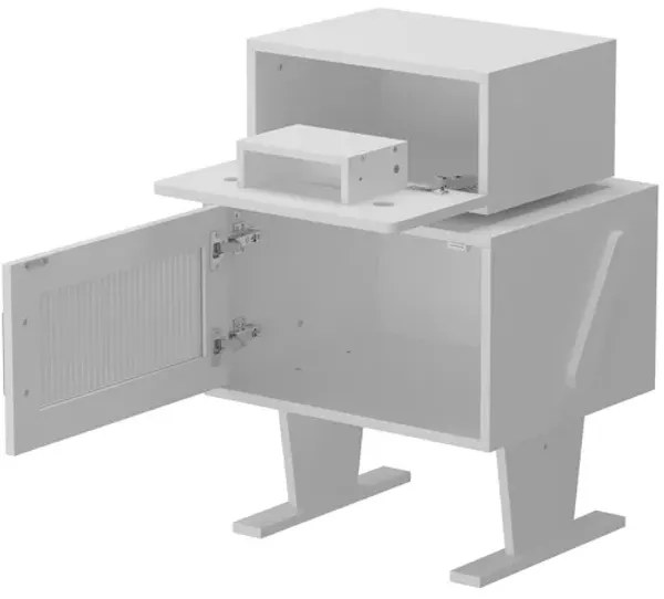 FUFU&GAGA Robot-Themed Storage Cabinet with 360° Rotating Head and Textured Glass Door – Compact Organizer for Kids' Room, Bedroom, or Office (18.9" W x 15.7" D x 27.8" H),White