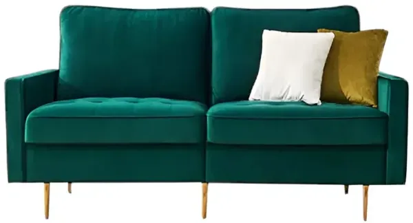 Modern Button-Tufted Sofa Elegant Couch with 2 Throw Pillows for Living Room & Apartment