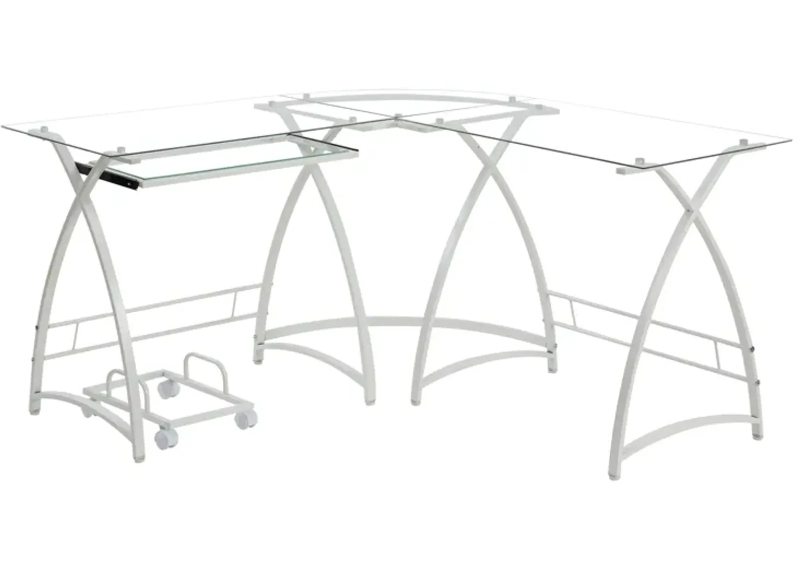 ACME Dazenus Computer Desk, Clear Glass & White Finish