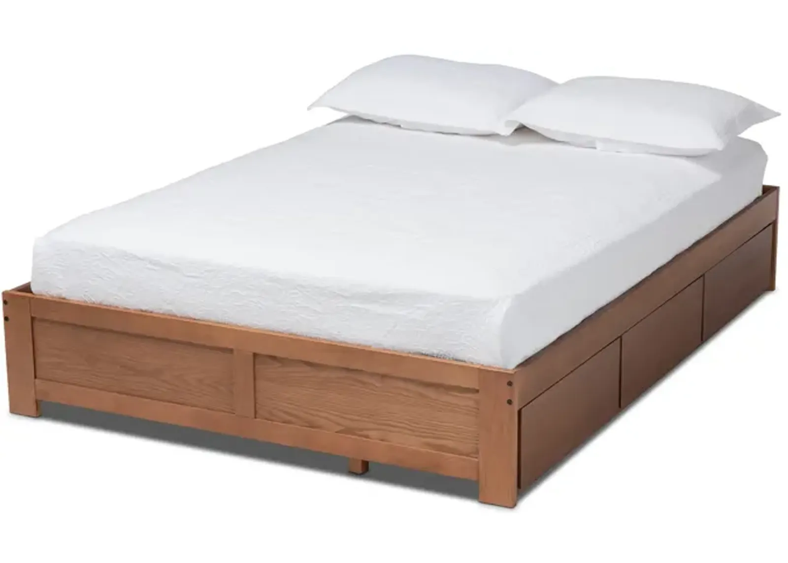 Baxton Studio Wren Modern Walnut Finished 3 Drawer Queen Size Platform Storage Bed Frame