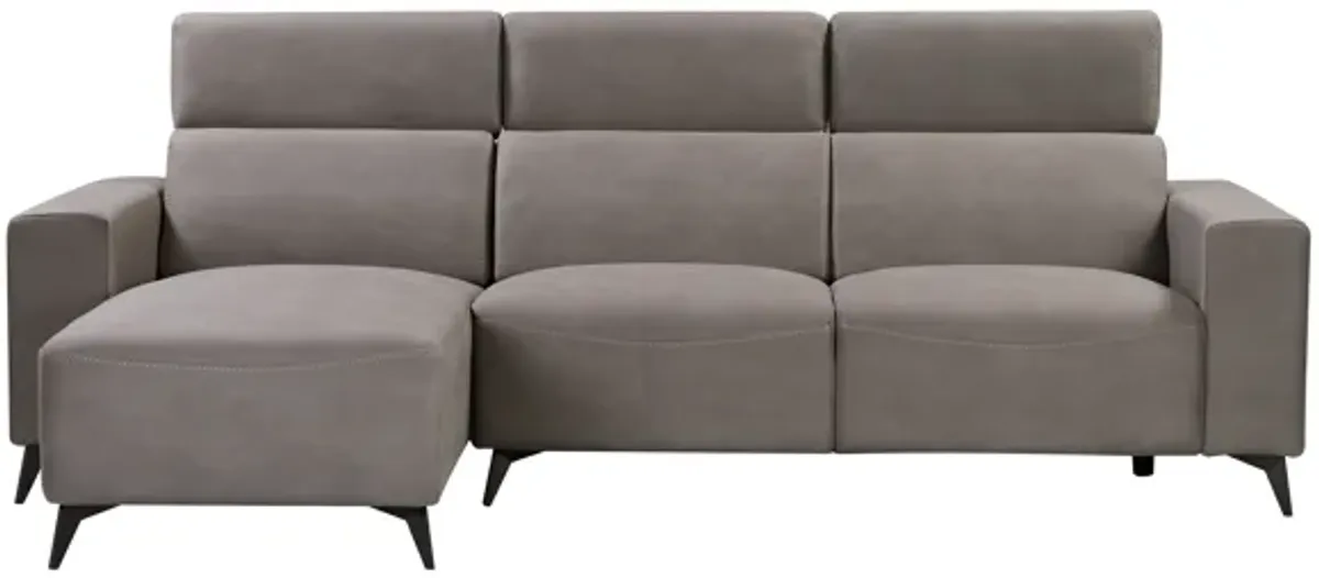 Pasargad Home Modern Bari Sectional Sofa with Push Back Functional, Left Facing Chaise, Grey