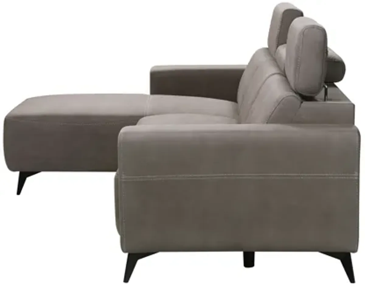 Pasargad Home Modern Bari Sectional Sofa with Push Back Functional, Left Facing Chaise, Grey