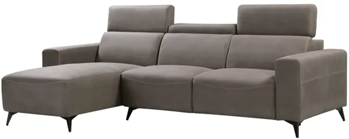 Pasargad Home Modern Bari Sectional Sofa with Push Back Functional, Left Facing Chaise, Grey