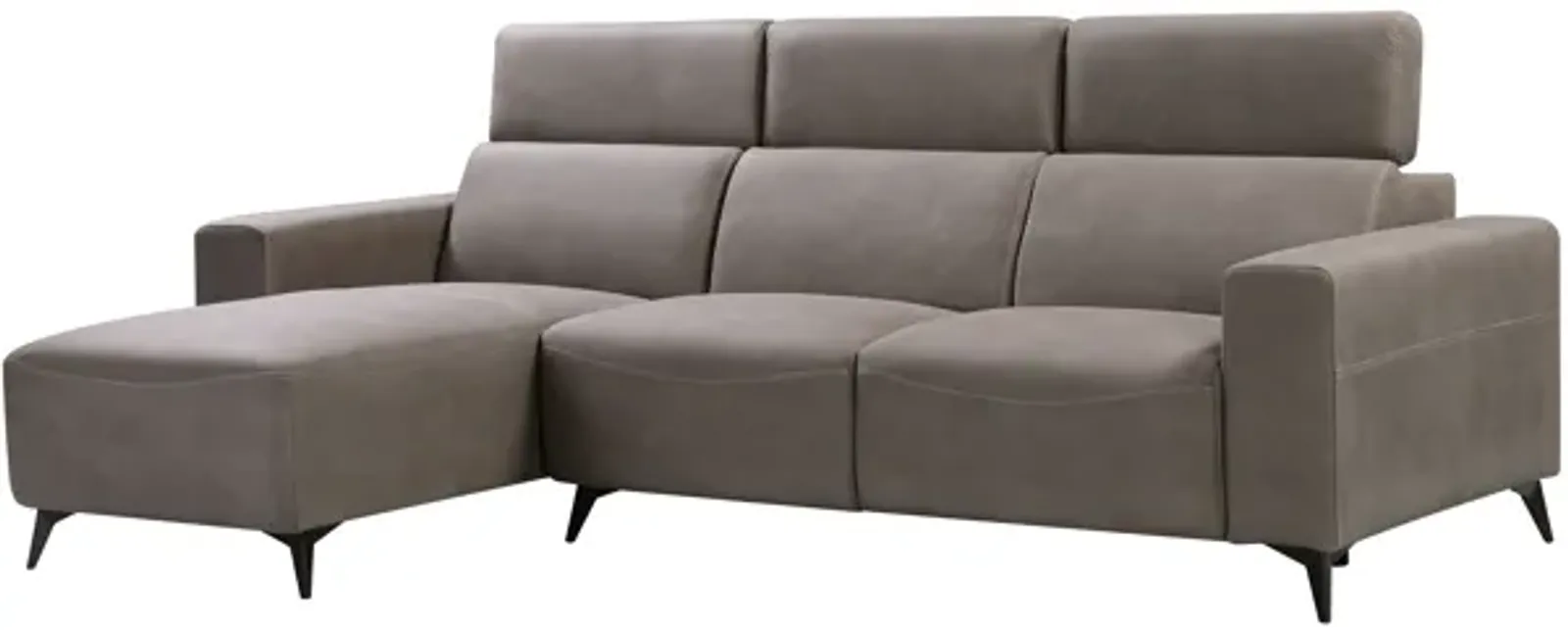 Pasargad Home Modern Bari Sectional Sofa with Push Back Functional, Left Facing Chaise, Grey