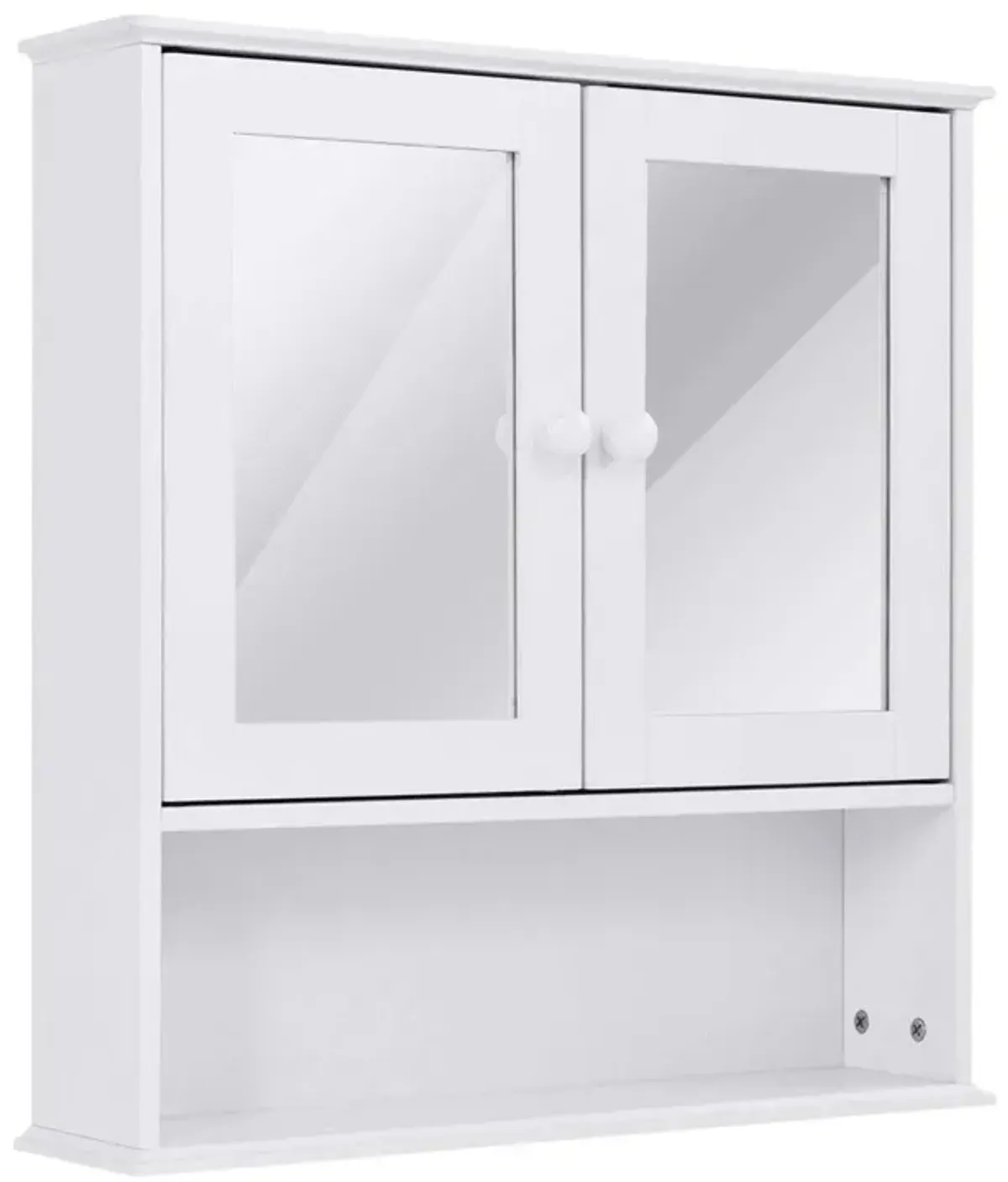 Hivvago Simple Bathroom Mirror Wall Cabinet in White Wood Finish 23 x 22 inch