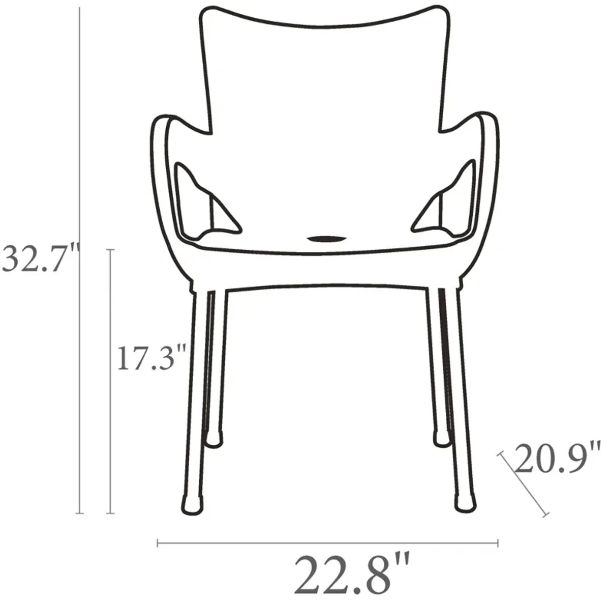 33.25" Black and Silver Outdoor Patio Dining Arm Chair