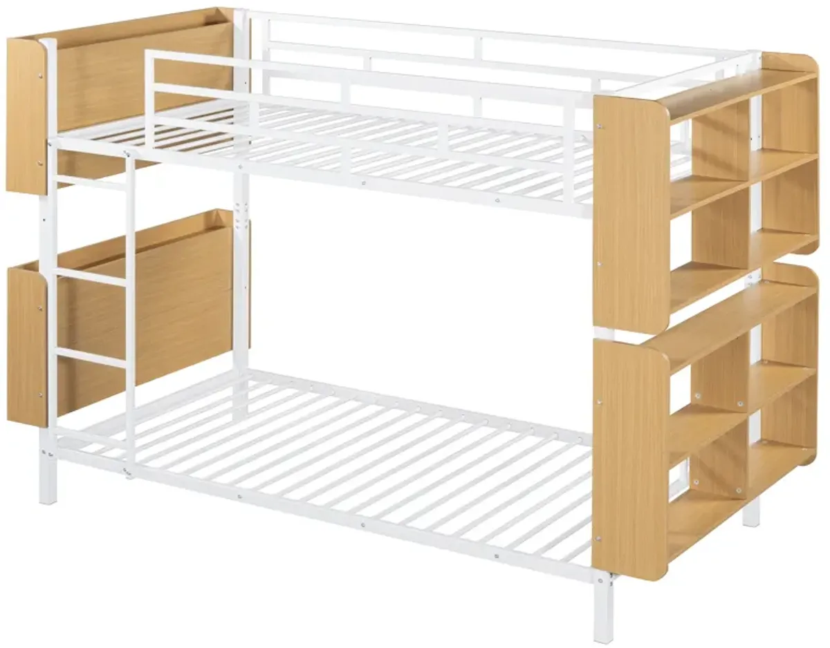 Merax Bunk Bed with Ladder and Full-Length Guardrail