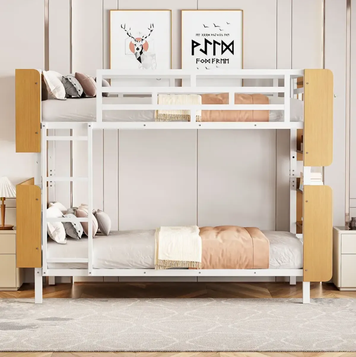 Merax Bunk Bed with Ladder and Full-Length Guardrail