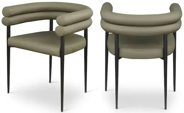 Meridian Furniture Lavina Olive Vegan Leather Dining Chair, Set of 2