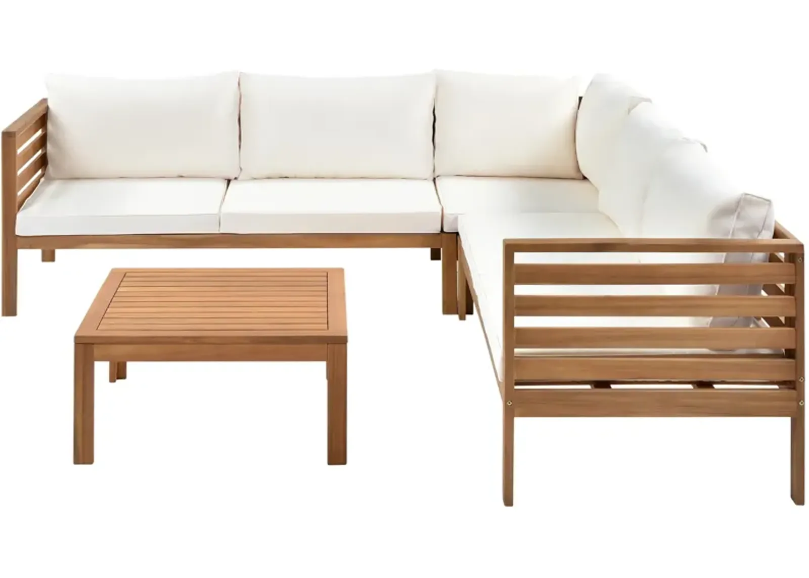 Merax Wood Structure Outdoor Sofa Set with Table