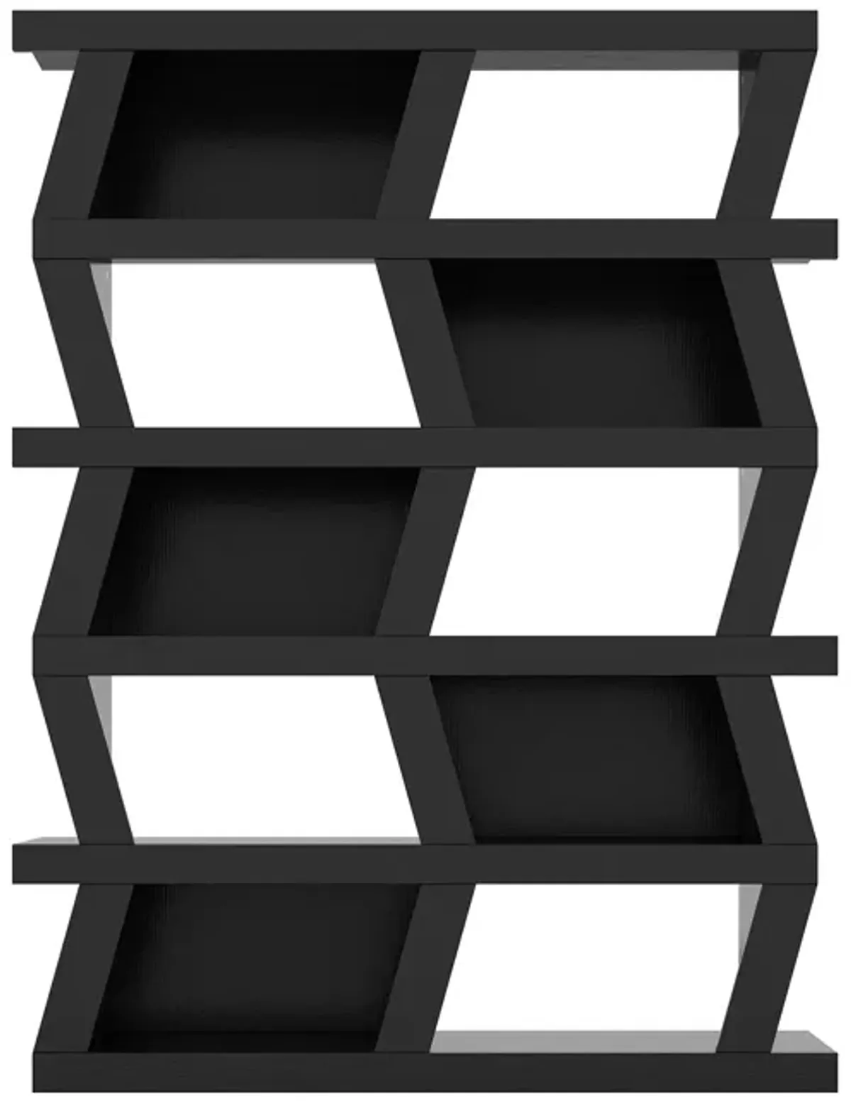 FUFU&GAGA Modern 5-Tier Zigzag Bookcase with Open Shelves (63.8” H x 51.2” W x 12.2” D),Black