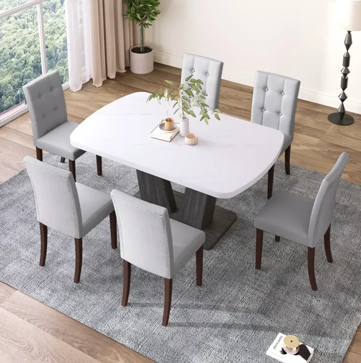 Merax 7 Pieces Dining Table Chairs Set