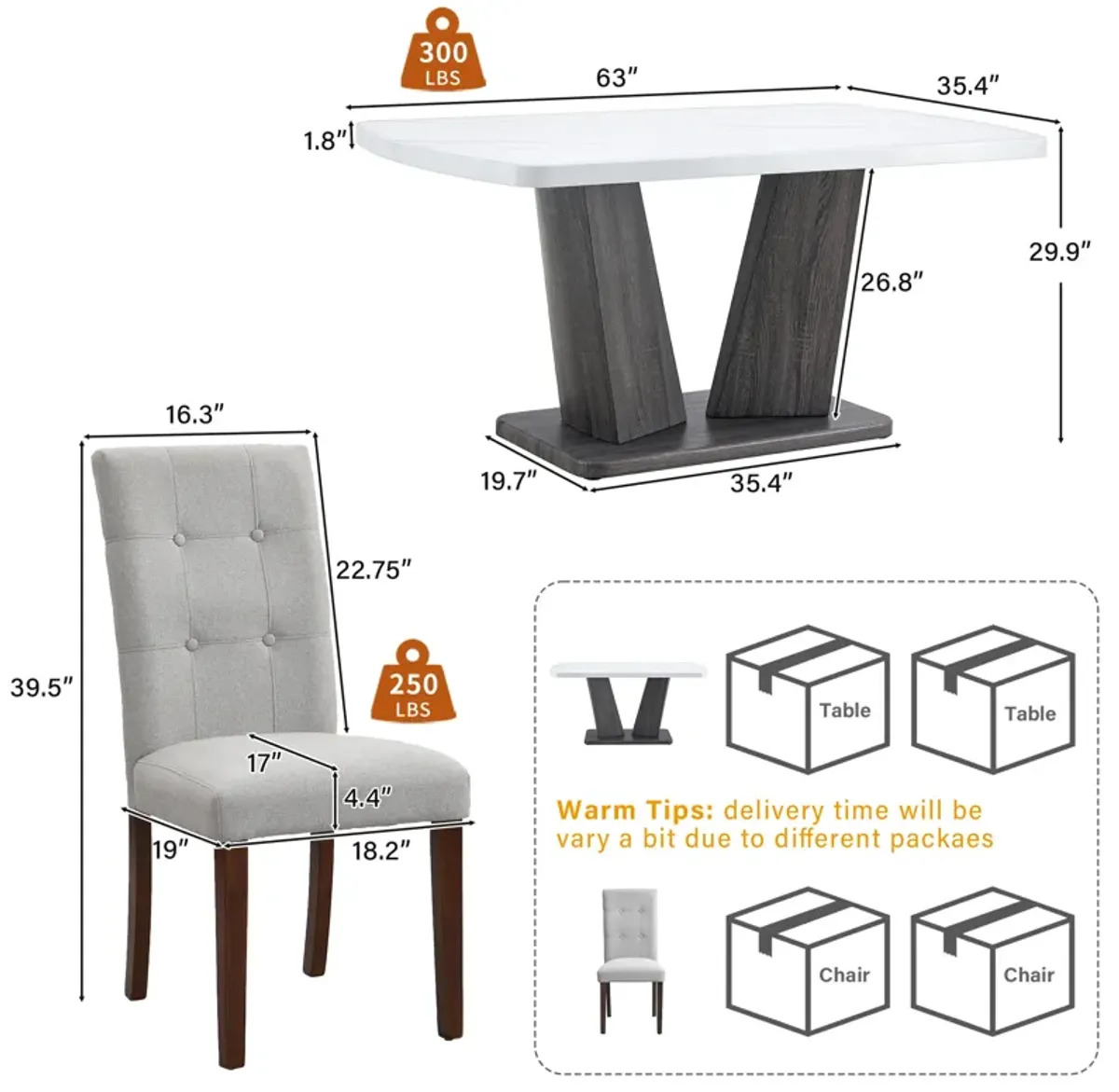 Merax 7 Pieces Dining Table Chairs Set