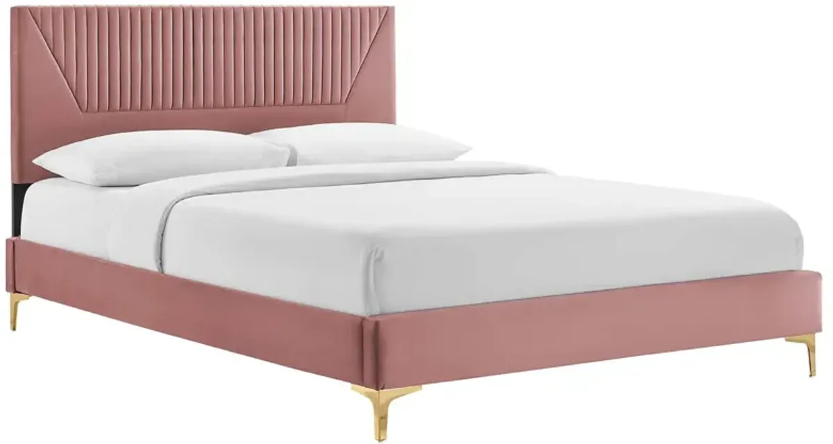 Modway - Yasmine Channel Tufted Performance Velvet Queen Platform Bed