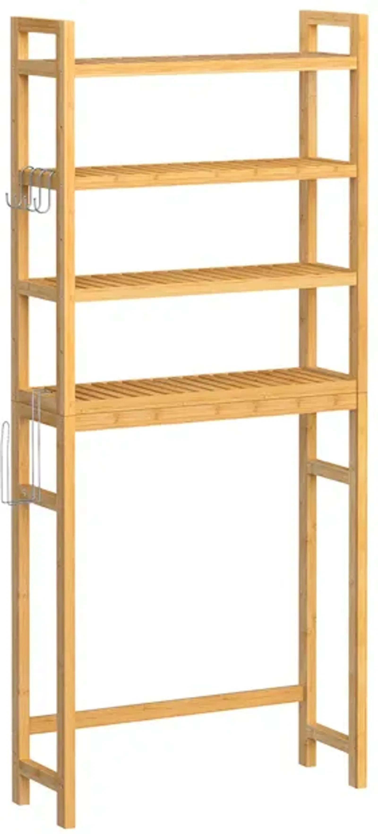 Over-The-Toilet Storage, 4-Tier Bamboo Bathroom Organizer with Adjustable Shelves