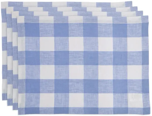 Solino Home 100% Pure Linen Placemats 14 x 19 Inch Set of 4 - Buffalo Check