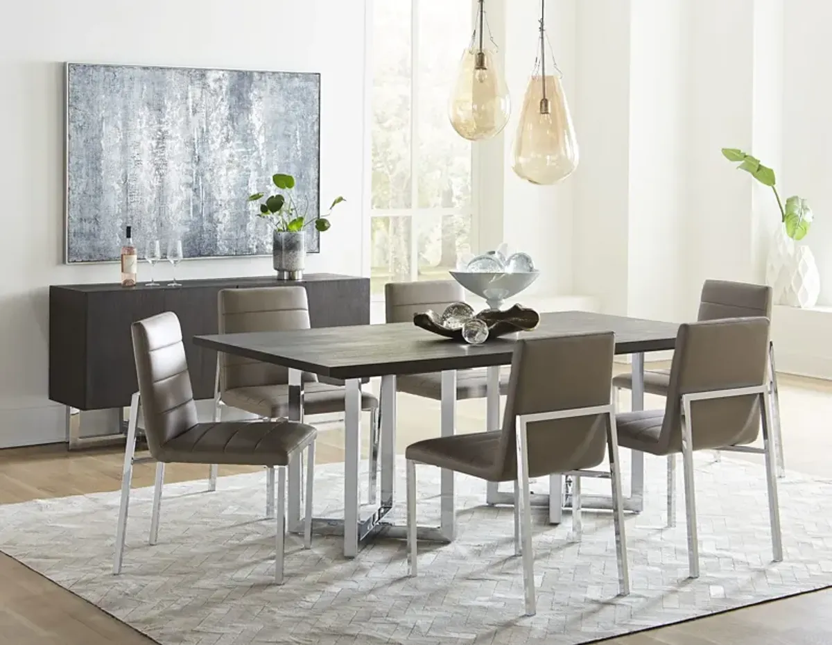 Amalfi Metal Back Chair in Taupe Leather - Set of 2