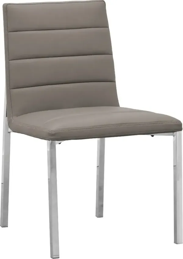 Amalfi Metal Back Chair in Taupe Leather - Set of 2