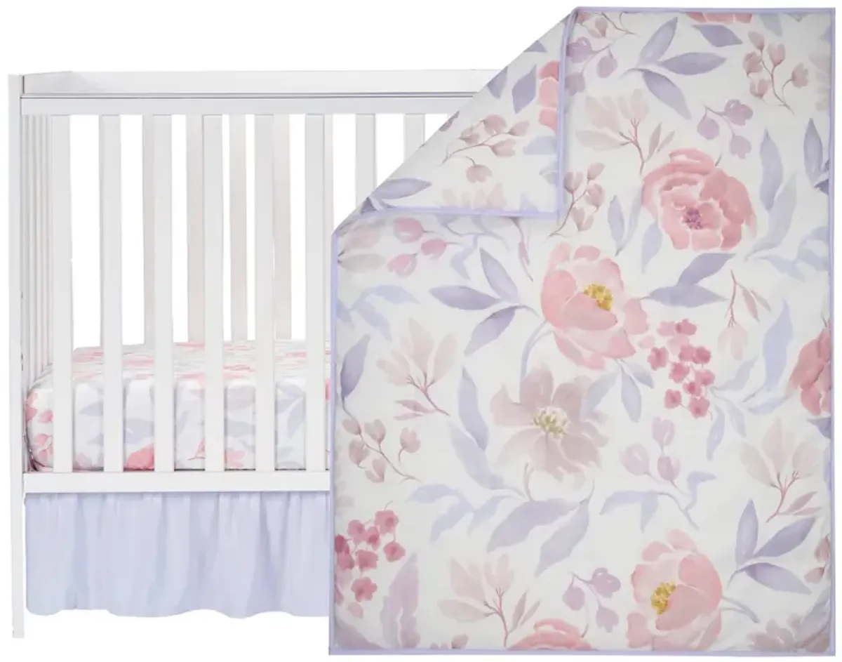 Bedtime Originals Lavender Floral 3-Piece Baby Crib Bedding Set - Pink/Purple