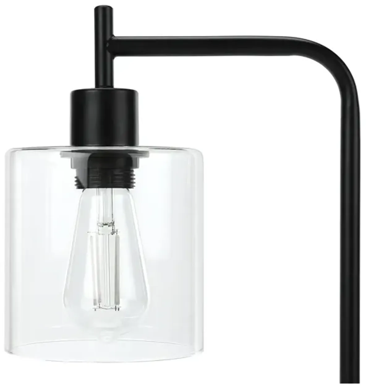 Monarch Specialties I 9637 - Lighting, 20"H, Table Lamp, Usb Port Included, Black Metal, Glass Shade, Modern