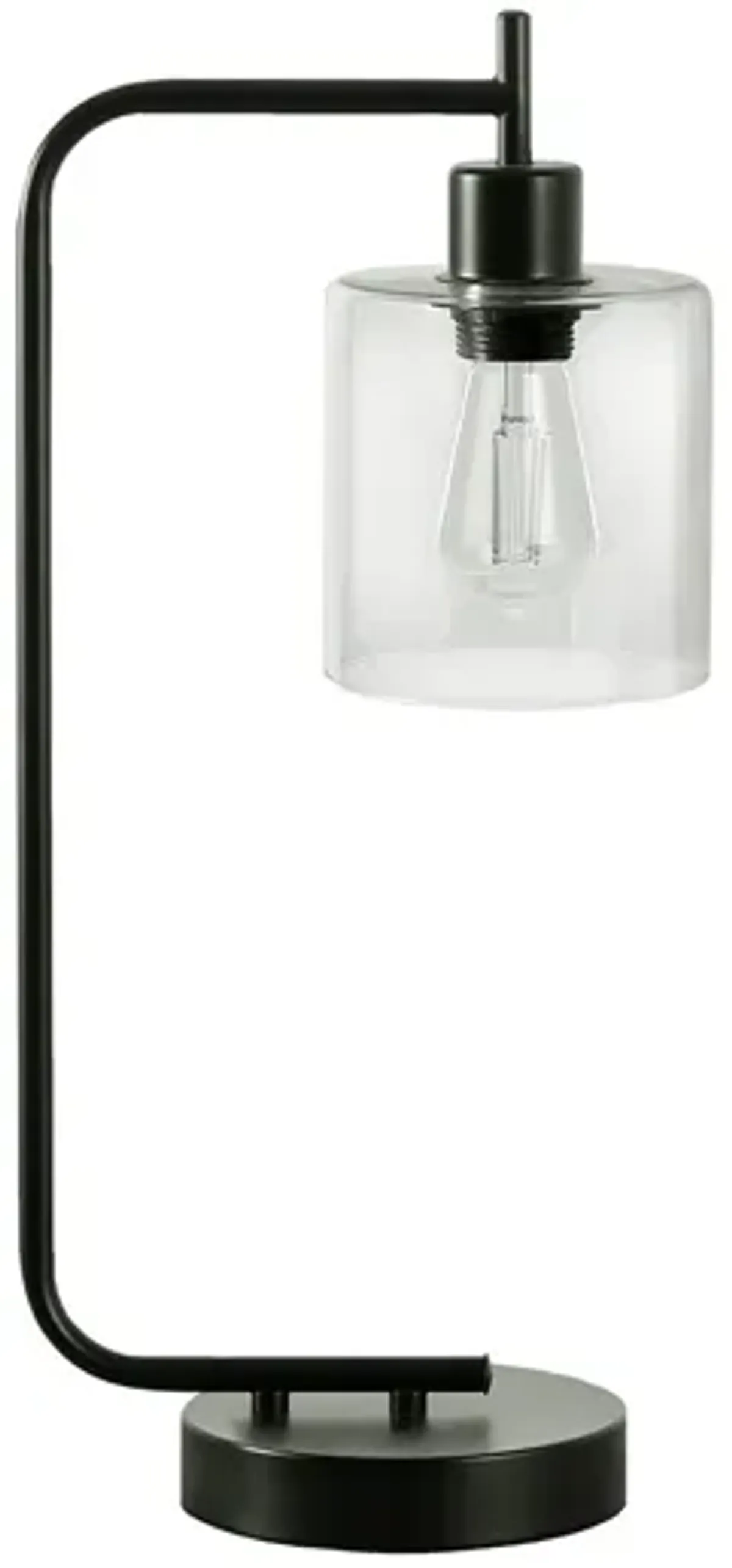 Monarch Specialties I 9637 - Lighting, 20"H, Table Lamp, Usb Port Included, Black Metal, Glass Shade, Modern