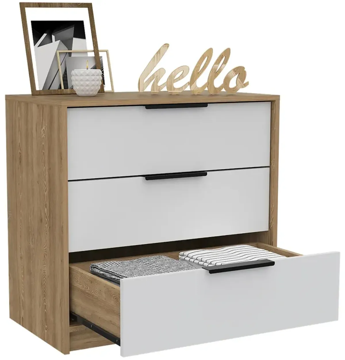 Kaia 3 Drawers Dresser, Superior Top - White Pine