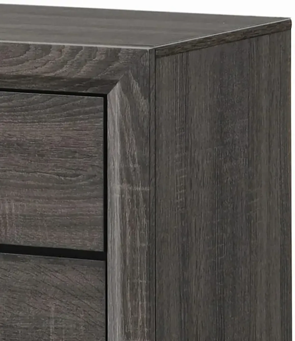 Wooden Nightstand with 2 Drawers and Chamfered legs, Gray and Black-Benzara