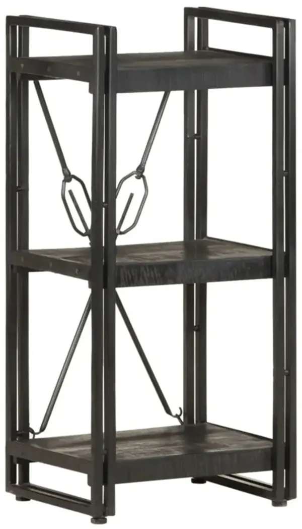 vidaXL 3-Tier Bookcase Black 15.7"x11.8"x31.5" Solid Mango Wood