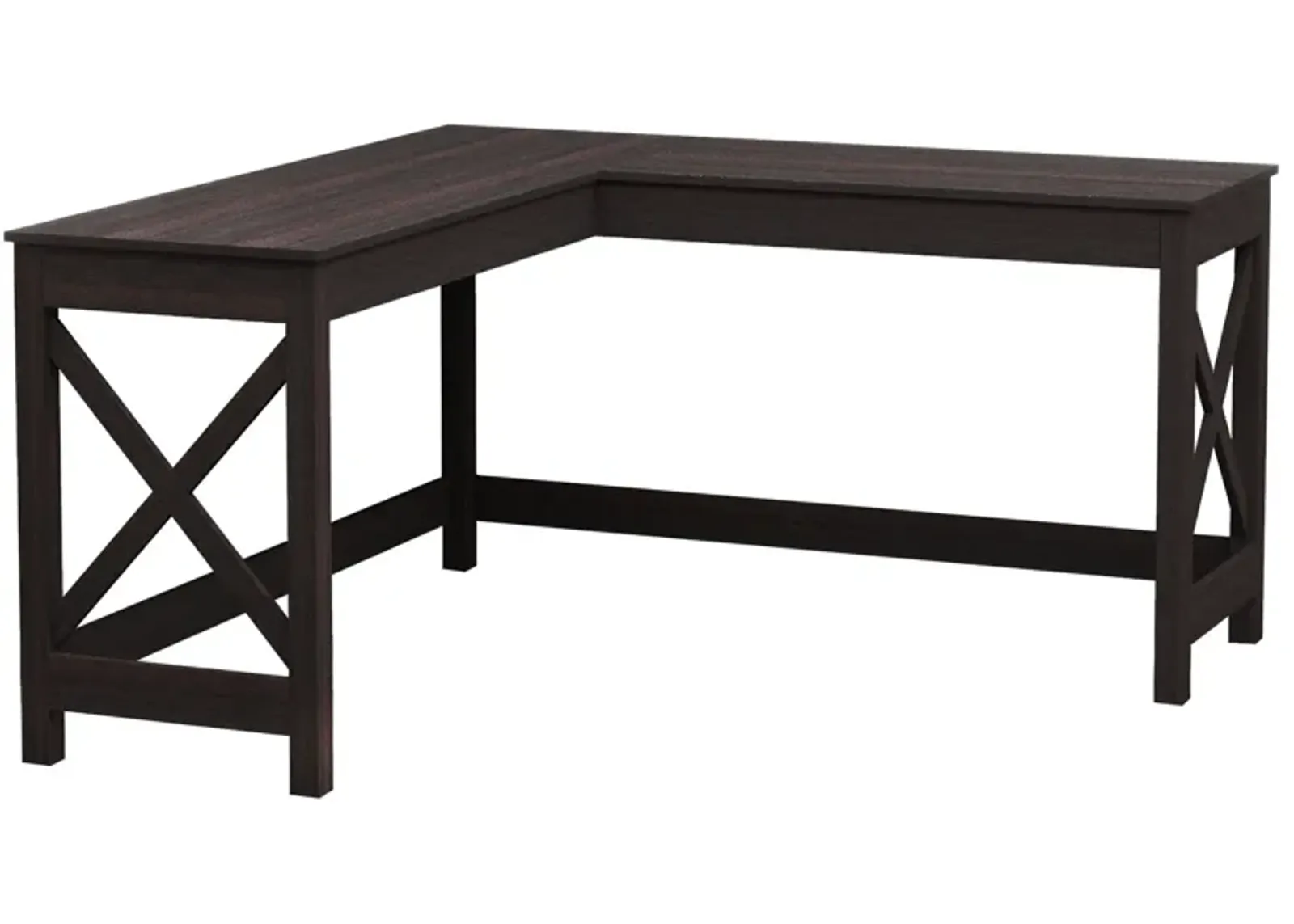 57" L-Shaped Corner Desk, Computer Home Office Desk and Writing Table, Brown