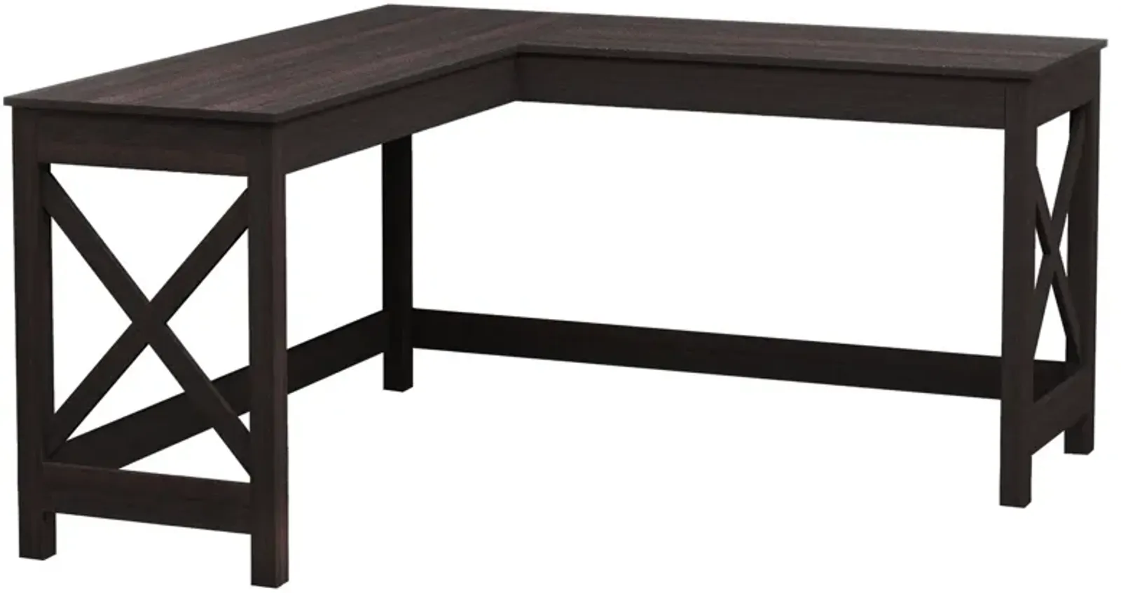 57" L-Shaped Corner Desk, Computer Home Office Desk and Writing Table, Brown