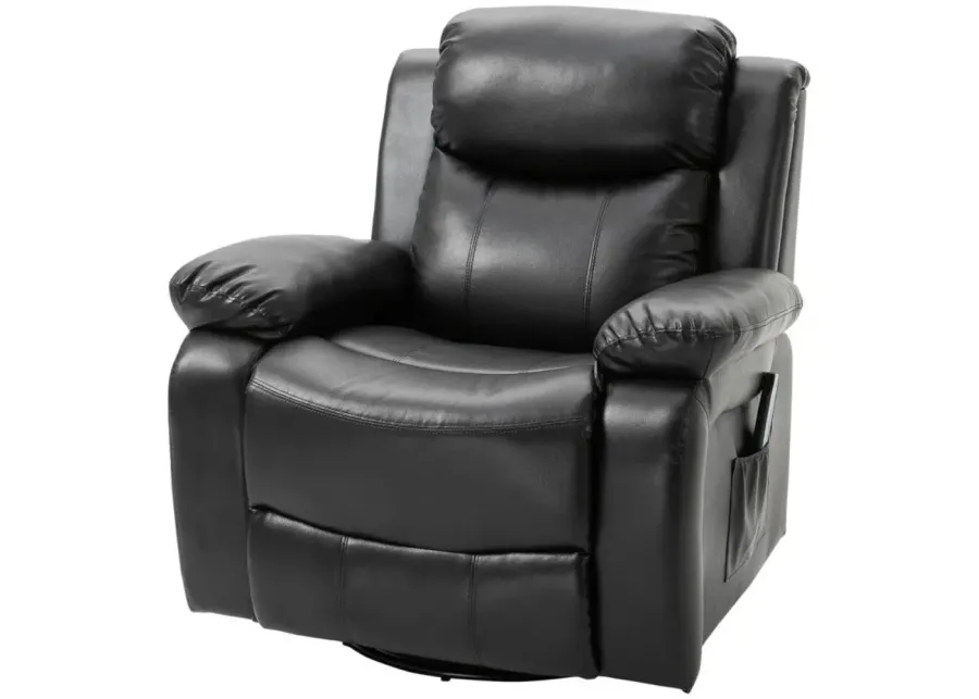 Adjustable Black Faux Leather Remote Massage Recliner Chair w/ Footrest