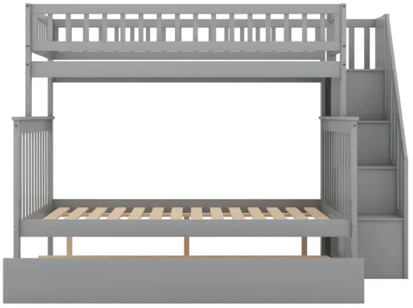 Merax Twin over Full Bunk Bed with Trundle and Staircase