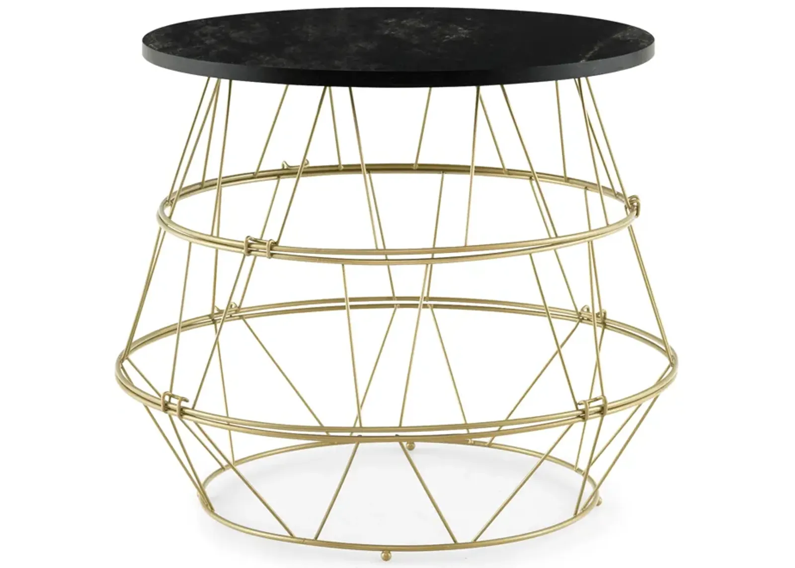 Round Metal Frame End Table with Removable Top-Golden