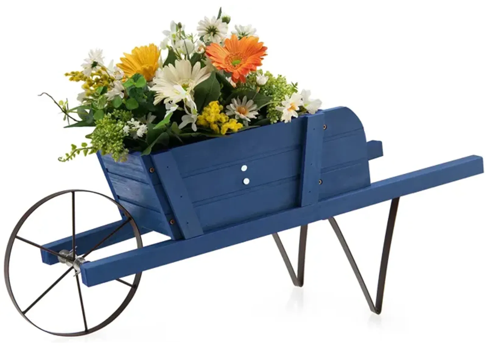 Wooden Wagon Planter with 9 Magnetic Accessories for Garden Yard