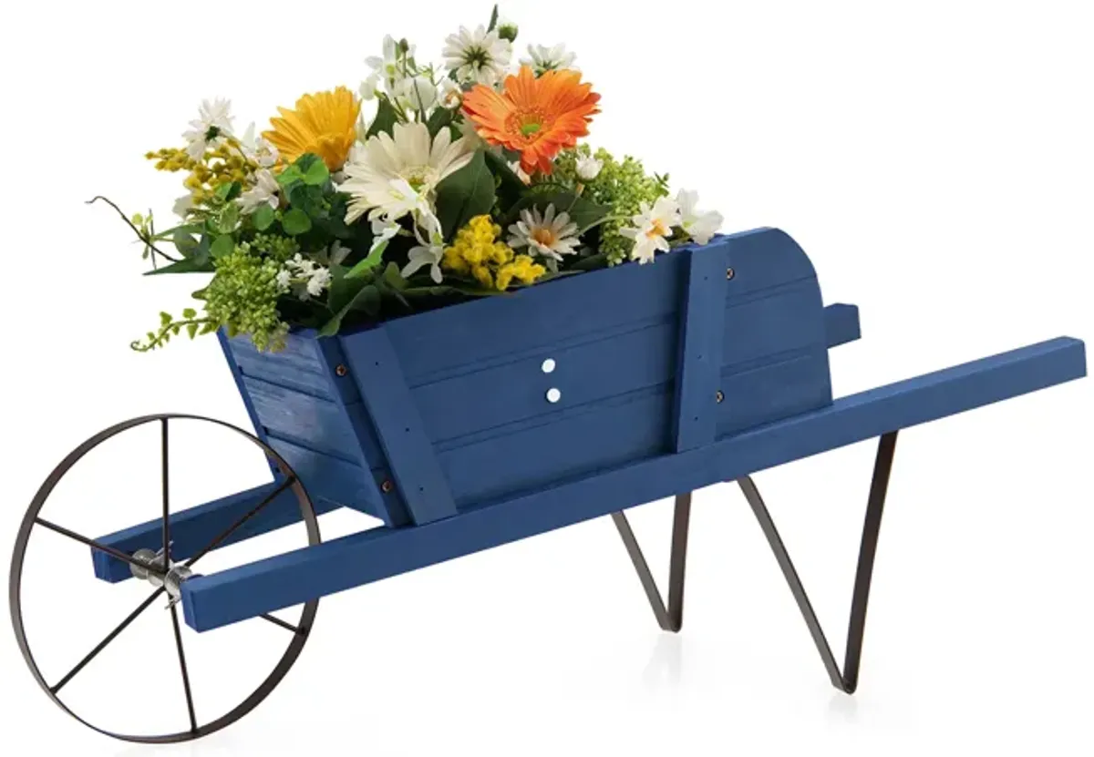 Wooden Wagon Planter with 9 Magnetic Accessories for Garden Yard