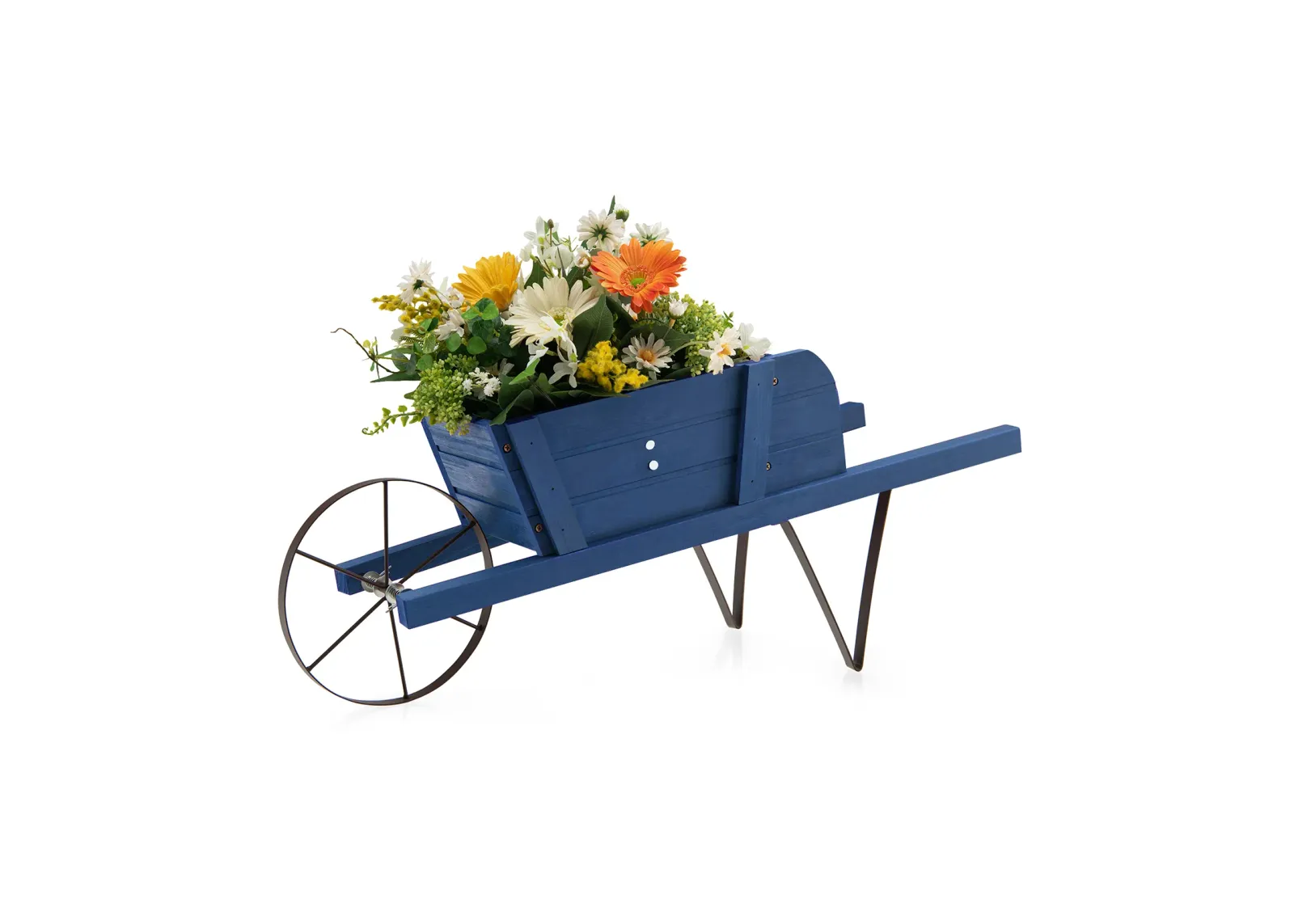 Wooden Wagon Planter with 9 Magnetic Accessories for Garden Yard