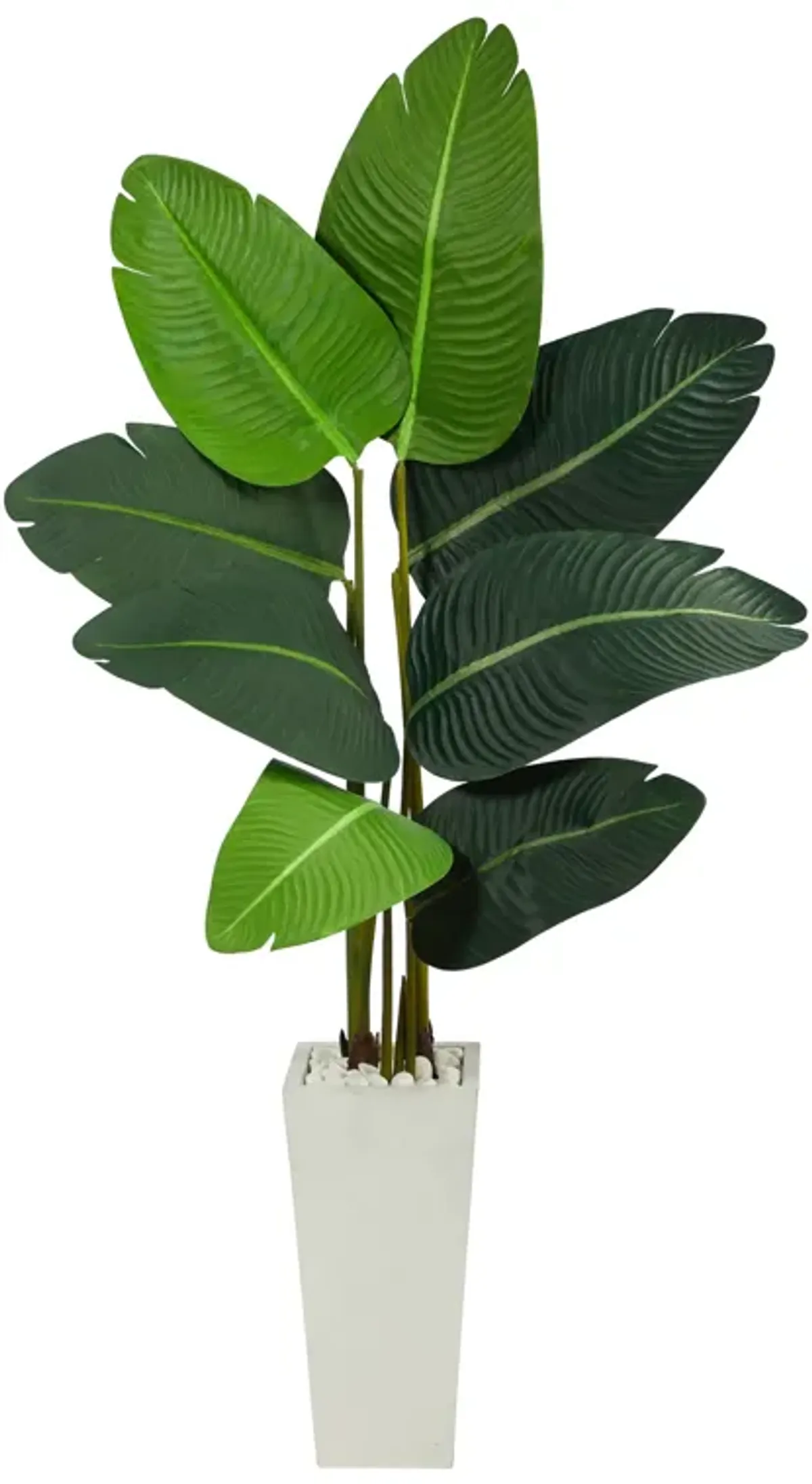 Hivvago 4.5 Feet Travelers Palm Artificial Tree in White Planter