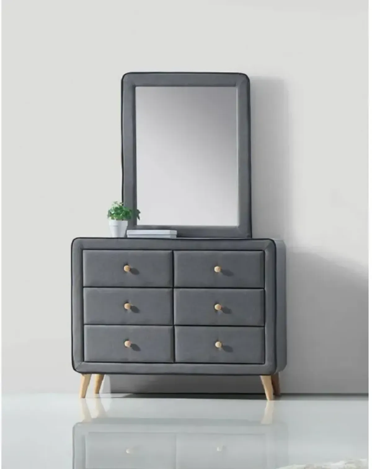 Valda Dresser In Light Gray Fabric