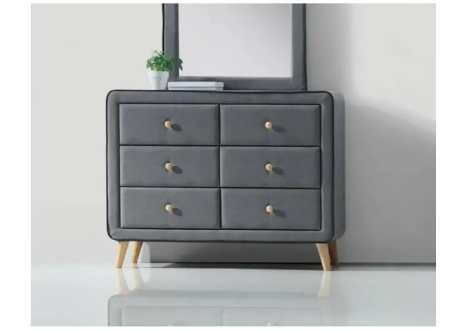 Valda Dresser In Light Gray Fabric